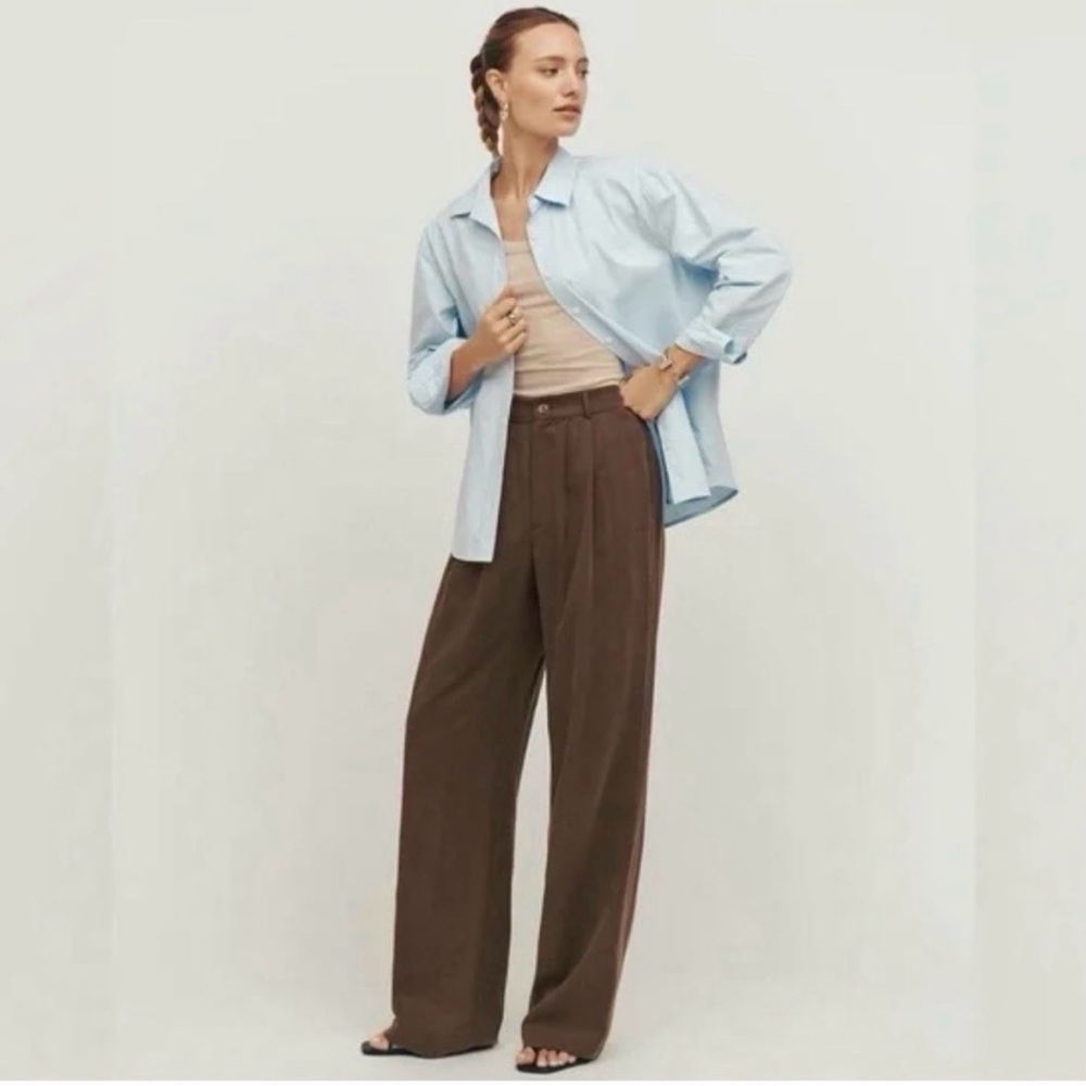 Reformation Mason Wide Leg Pant in Cafe